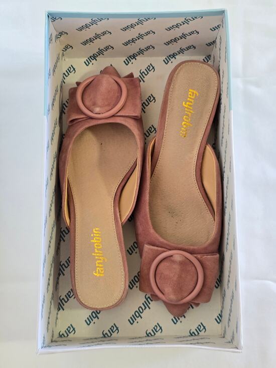 Farylrobin Shoes - Anthropologie Farylrobin Sarao Blush Suede Mule Heels Size 6